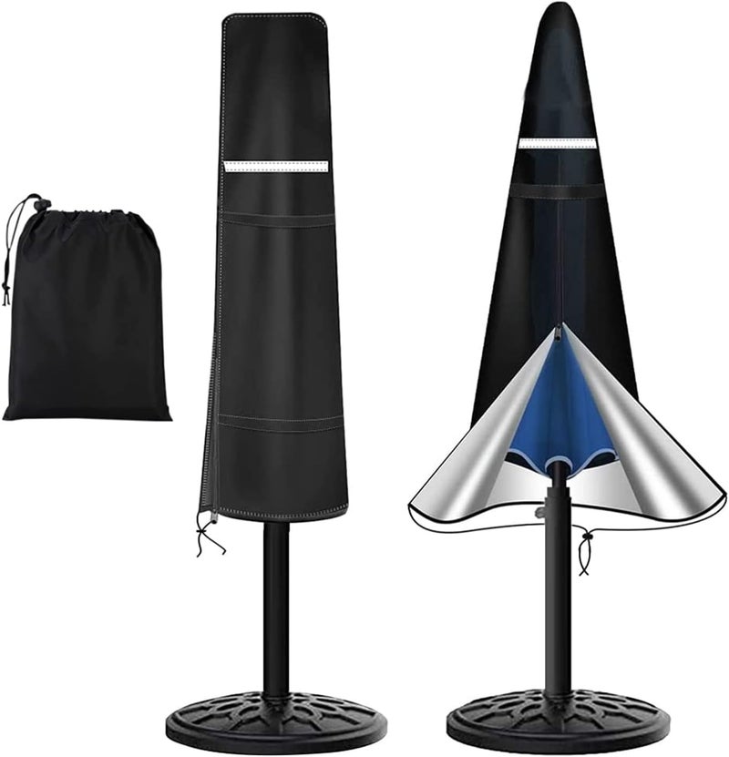 Viadom Umbrella Covers for Outdoor Umbrellas - Small Patio Umbrella Cover for 6 ft to 9 ft Outdoor Table Umbrella - Waterproof Windproof Anti-UV Outdoor Garden Parasol Cover with Cover Storage Bag, Black - Image 1